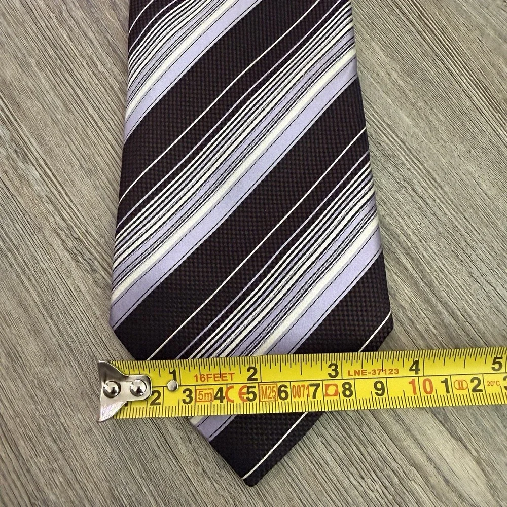 Ermenegildo Zegna‎ Men's 100% Silk Striped Purple Tie